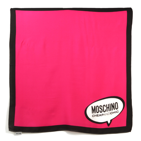모스키노 100% 실크스카프말풍선 로고 프린팅 핑크