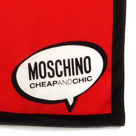 모스키노 100% 실크스카프말풍선 로고 프린팅 레드